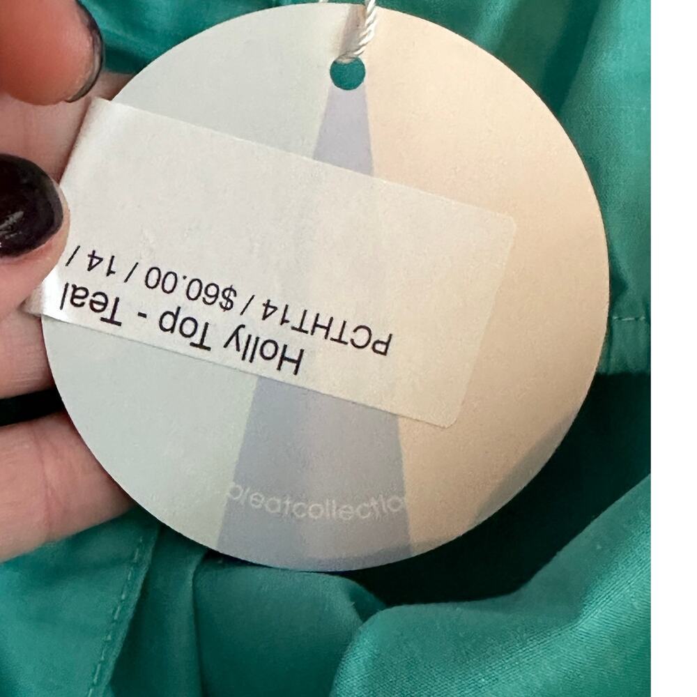 Pleat‎ Holly Top NWT teal size 14 - Picture 3 of 4